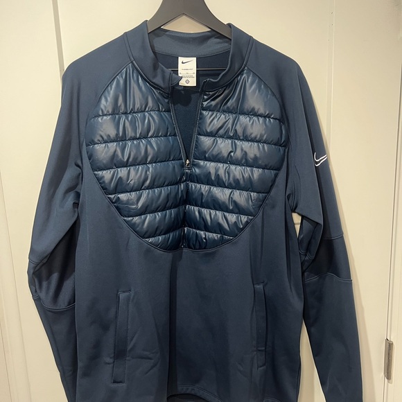 Unisex Nike Therma-FIT Puffer Front Half-Zip Pullover Jacket Navy Blue - Picture 1 of 7